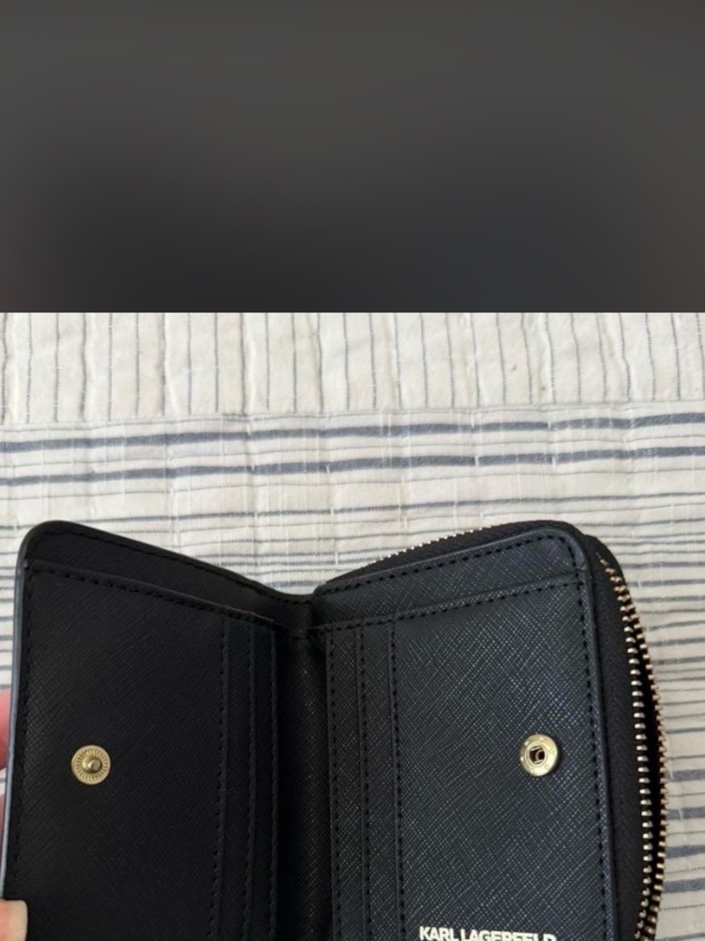 Karl Lagerfeld Black Wallet with Gold Zip Detail - Picture 4 of 5